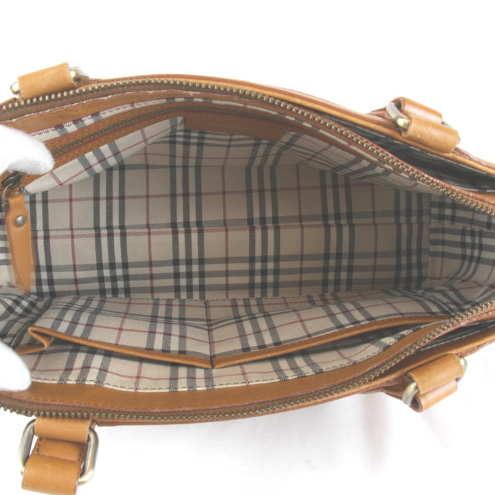 『USED』 
BURBERRY バーバリー 
 内ノバチェック ハンドバッグ 
レザー キャメル