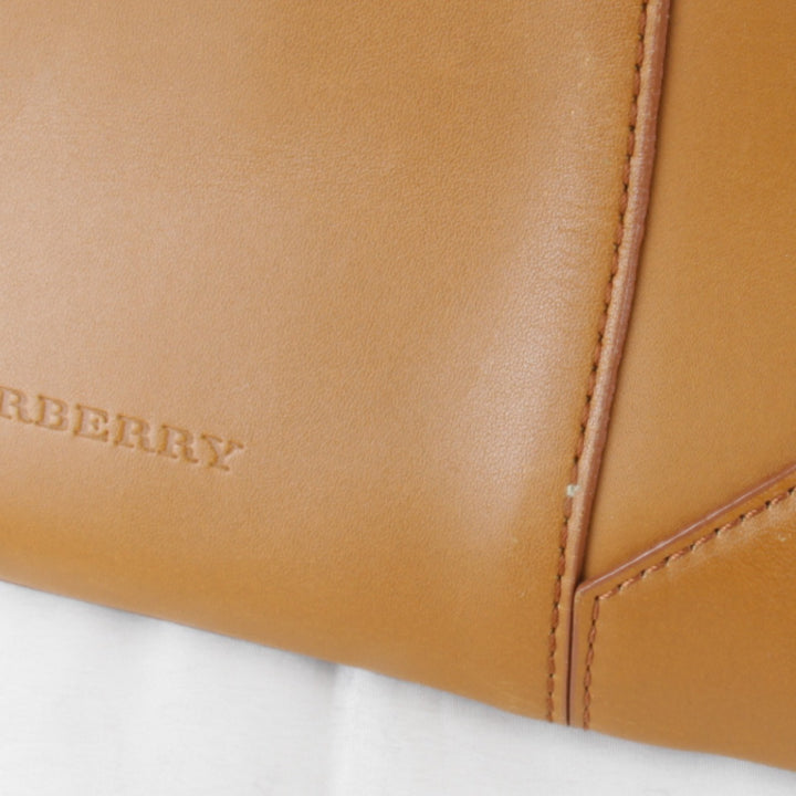 『USED』 
BURBERRY バーバリー 
 内ノバチェック ハンドバッグ 
レザー キャメル