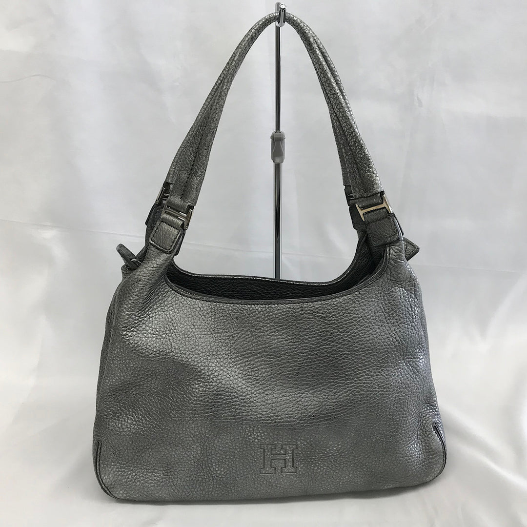 『USED』 
HIROFU ヒロフ 
 シルバーハンドバッグ ハンドバッグ 
牛革 シルバー系