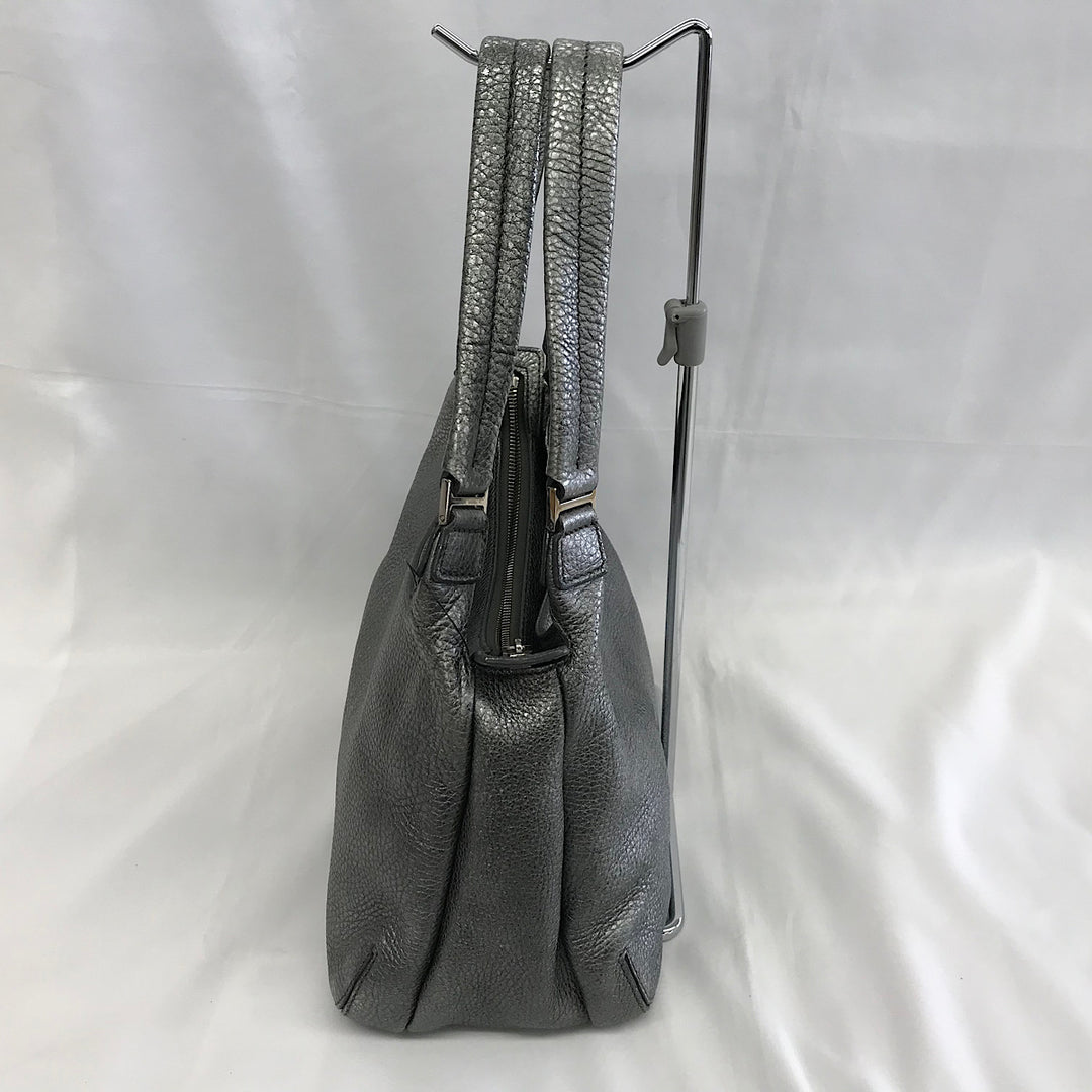 『USED』 
HIROFU ヒロフ 
 シルバーハンドバッグ ハンドバッグ 
牛革 シルバー系