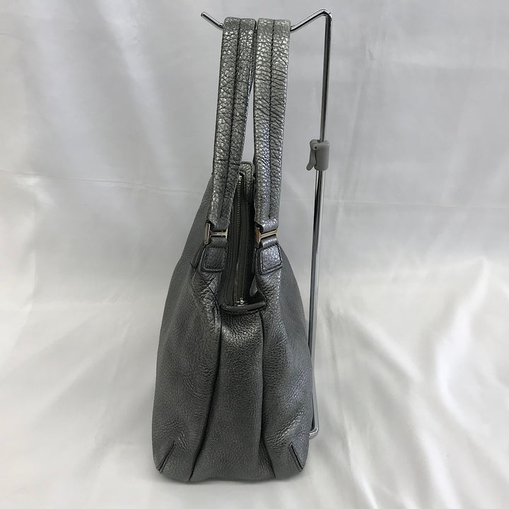 『USED』 
HIROFU ヒロフ 
 シルバーハンドバッグ ハンドバッグ 
牛革 シルバー系