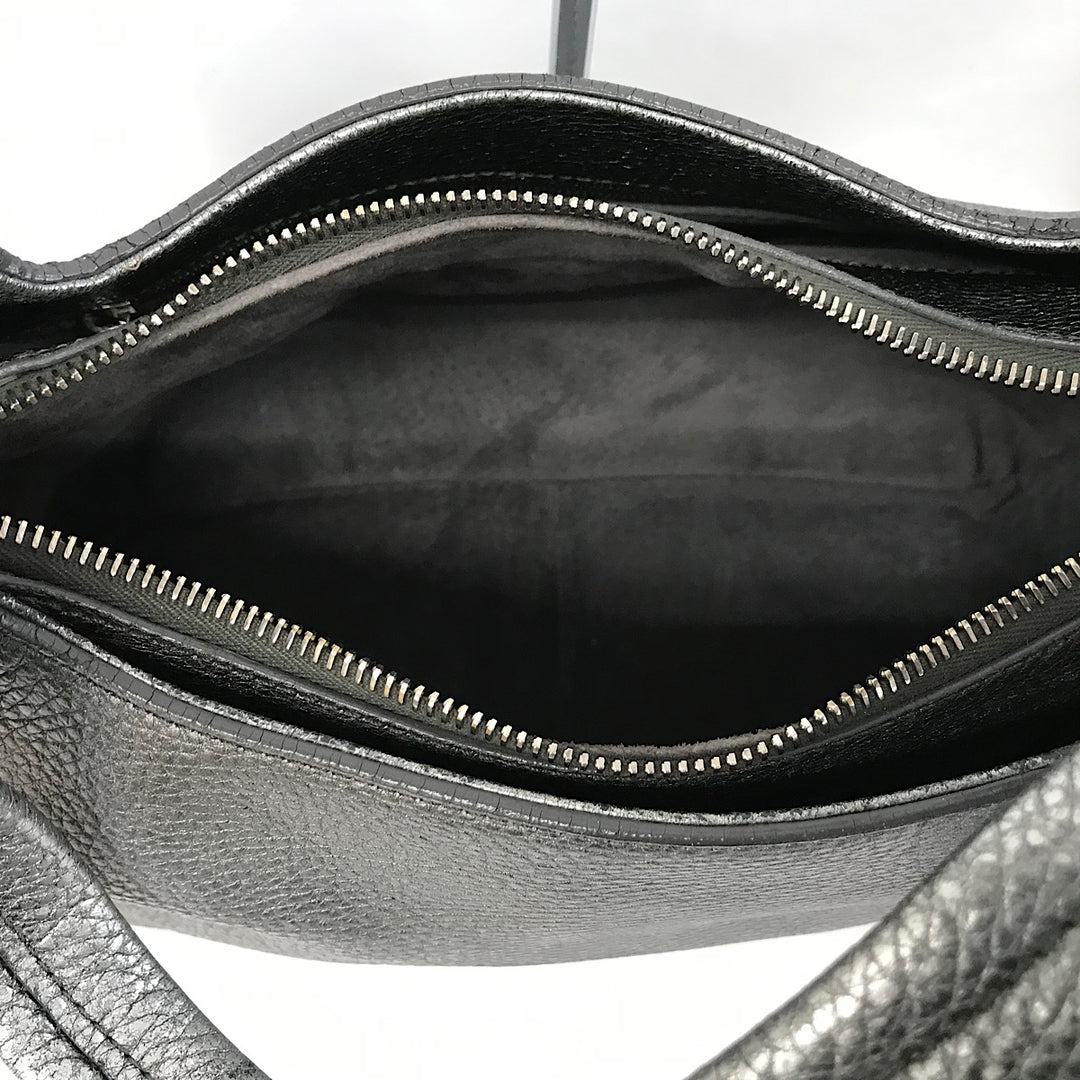『USED』 
HIROFU ヒロフ 
 シルバーハンドバッグ ハンドバッグ 
牛革 シルバー系