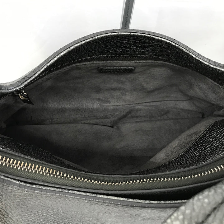 『USED』 
HIROFU ヒロフ 
 シルバーハンドバッグ ハンドバッグ 
牛革 シルバー系