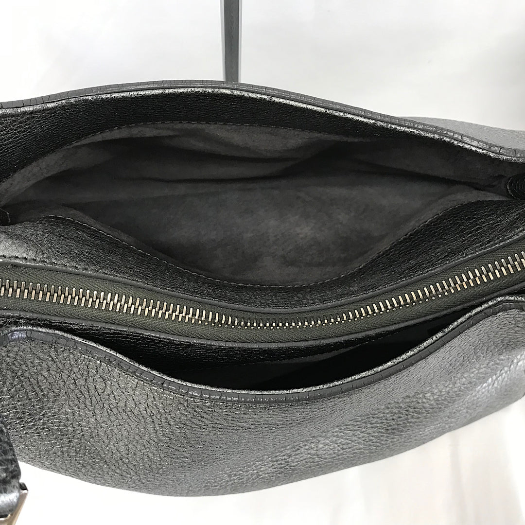 『USED』 
HIROFU ヒロフ 
 シルバーハンドバッグ ハンドバッグ 
牛革 シルバー系
