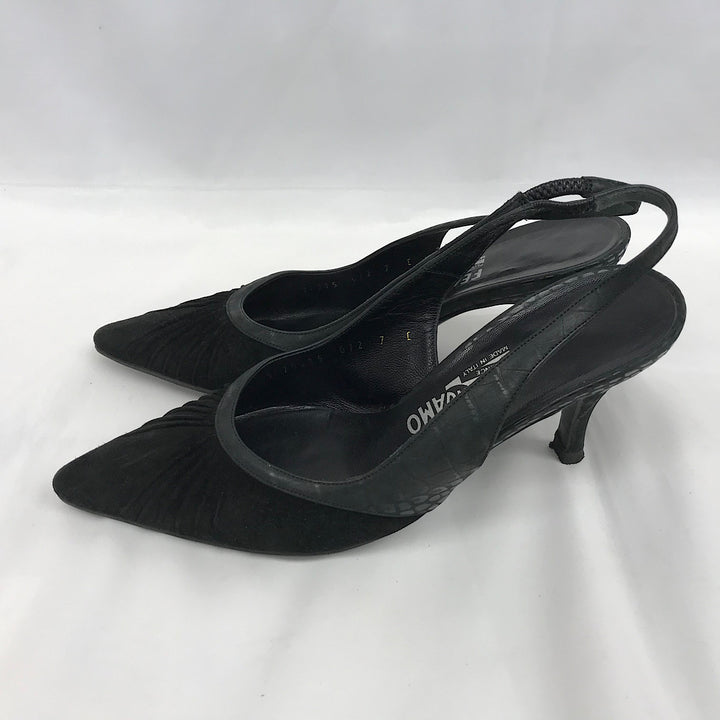 『USED』 
Salvatore Ferragamo フェラガモ 
 24.5cm DS78235 パンプス 
レザー ブラック系