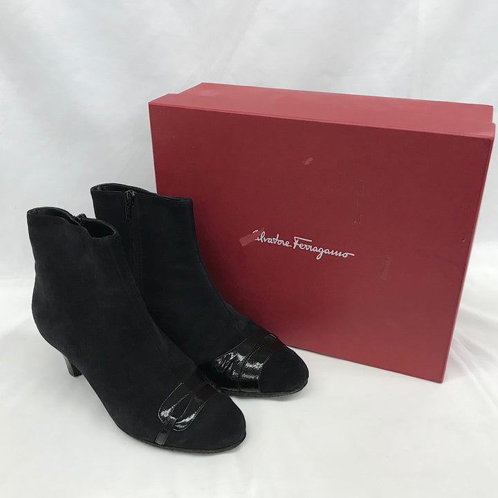 『USED』 
Salvatore Ferragamo フェラガモ 
 25.5cm YBH01465 ブーツ 
スウェード/レザー  ブラック系