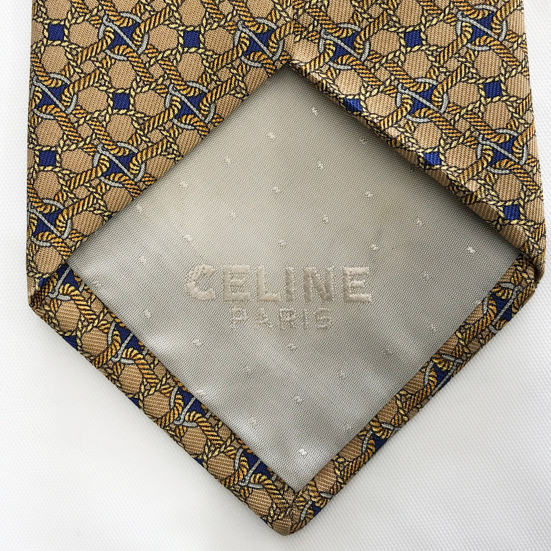 『USED』 
CELINE セリーヌ 
 ネクタイ 
シルク ブラウン/ベージュ系