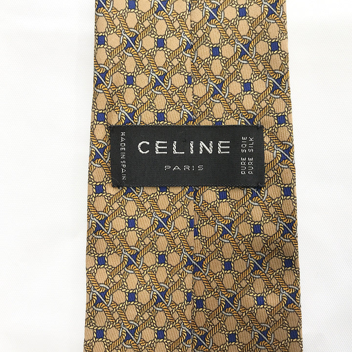 『USED』 
CELINE セリーヌ 
 ネクタイ 
シルク ブラウン/ベージュ系