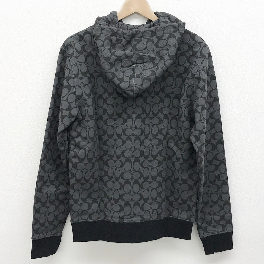 『美品』 
COACH コーチ 
 シグネチャージップパーカー 6514 パーカー 
コットン/牛革  /ポリウレタン ブラック/グレー系