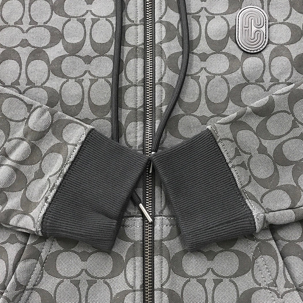 『美品』 
COACH コーチ 
 シグネチャージップパーカー 6514 パーカー 
コットン/牛革  /ポリウレタン ブラック/グレー系