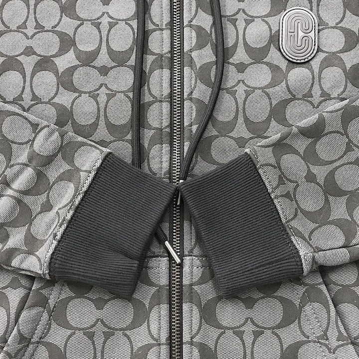 『美品』 
COACH コーチ 
 シグネチャージップパーカー 6514 パーカー 
コットン/牛革  /ポリウレタン ブラック/グレー系