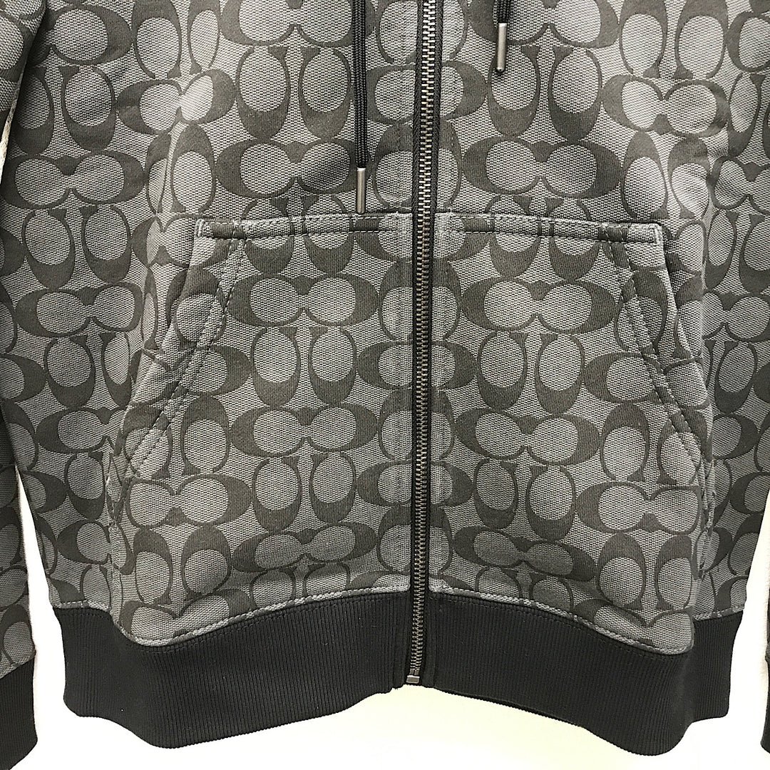 『美品』 
COACH コーチ 
 シグネチャージップパーカー 6514 パーカー 
コットン/牛革  /ポリウレタン ブラック/グレー系