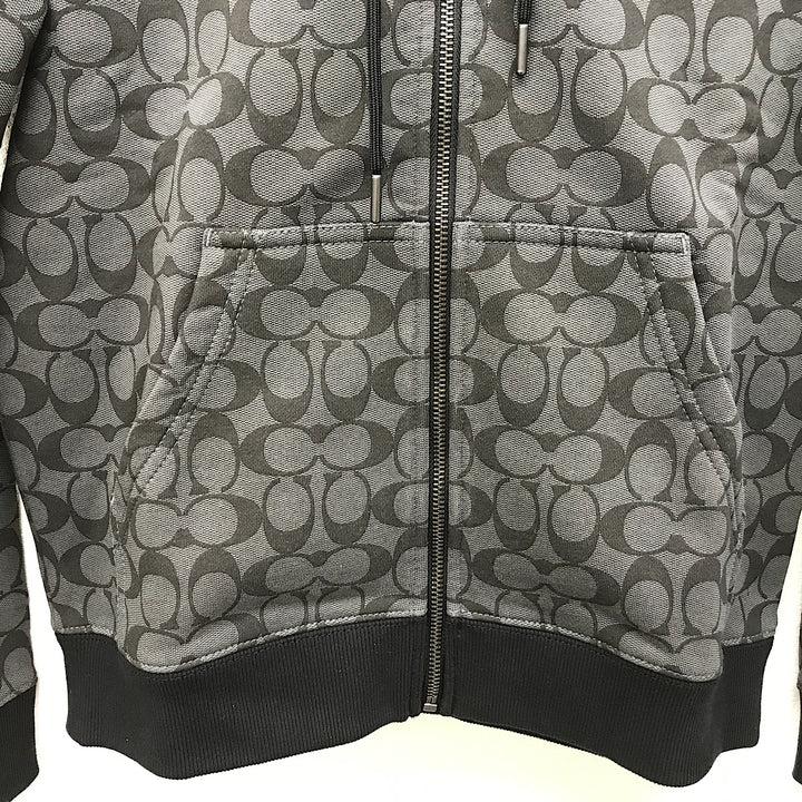 『美品』 
COACH コーチ 
 シグネチャージップパーカー 6514 パーカー 
コットン/牛革  /ポリウレタン ブラック/グレー系