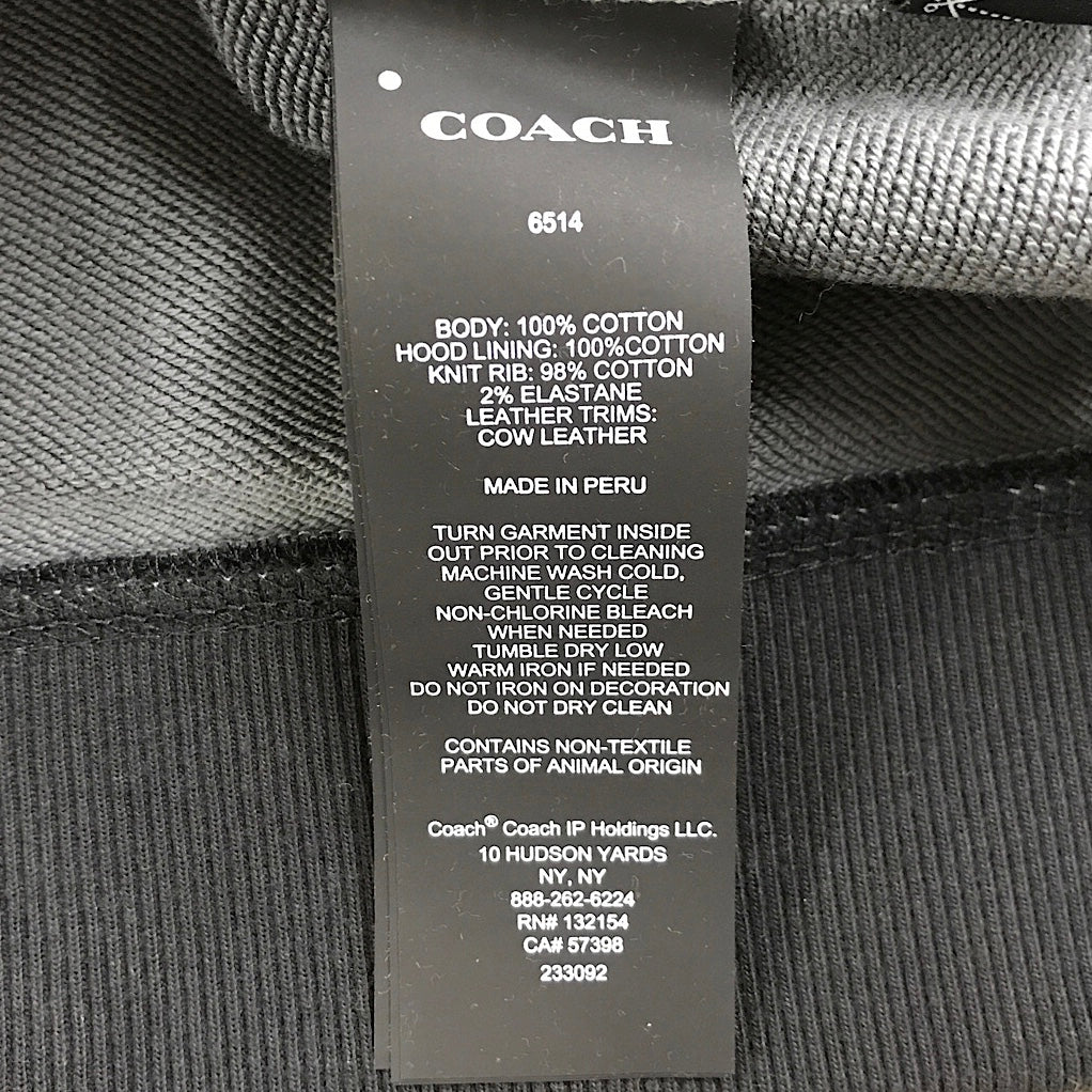 『美品』 
COACH コーチ 
 シグネチャージップパーカー 6514 パーカー 
コットン/牛革  /ポリウレタン ブラック/グレー系