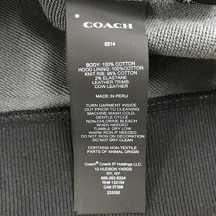 『美品』 
COACH コーチ 
 シグネチャージップパーカー 6514 パーカー 
コットン/牛革  /ポリウレタン ブラック/グレー系