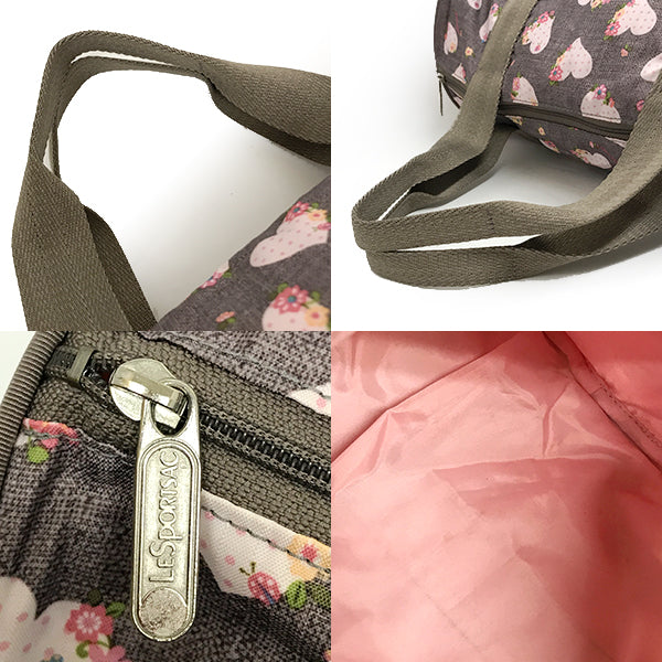 中美品 
LeSportsac レスポートサック 
 ハンドバッグ 
ナイロン ハート柄 グレー/ピンク系 中古