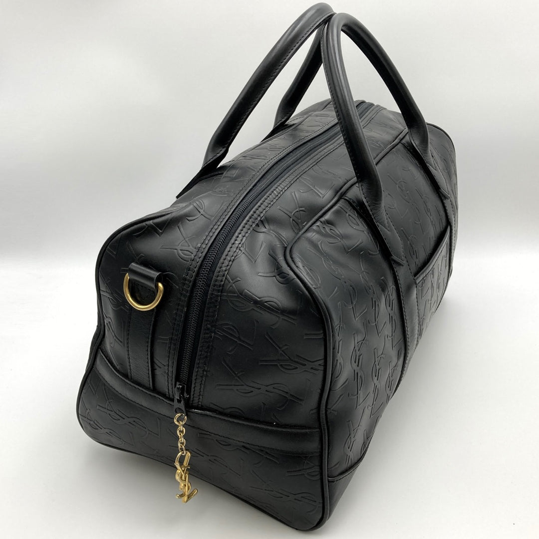YVES SAINT LAURENT イヴ・サンローラン 
 ボストンバッグ 
レザー ブラック
