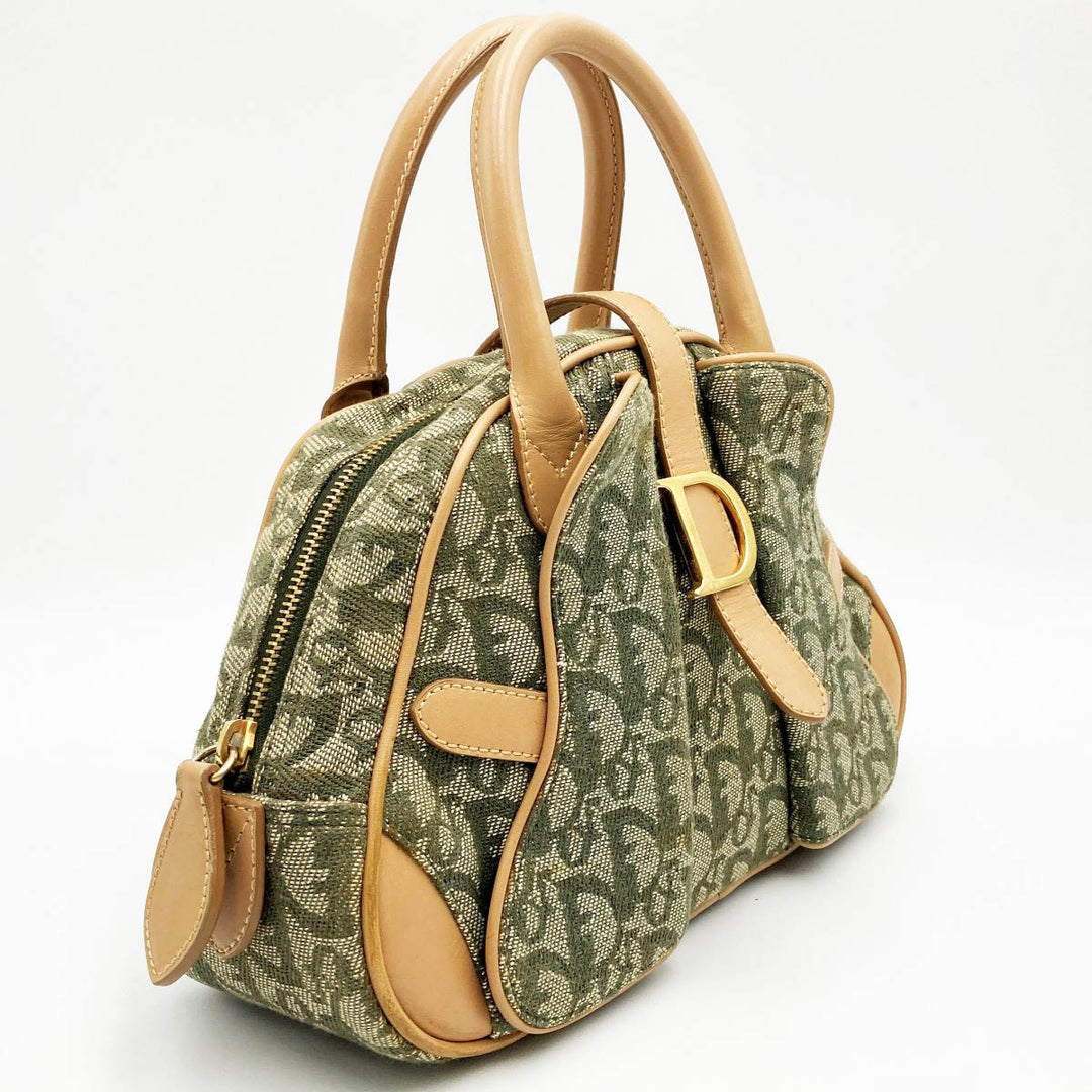 Christian Dior クリスチャンディオール 
 トロッター PZ0901 ハンドバッグ 
キャンバス/レザー  グリーン