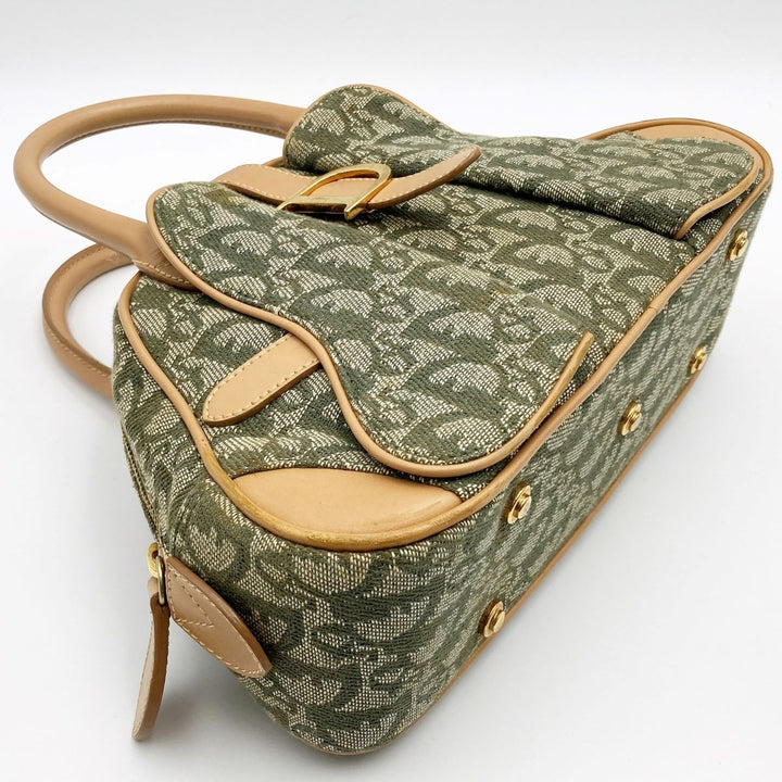 Christian Dior クリスチャンディオール 
 トロッター PZ0901 ハンドバッグ 
キャンバス/レザー  グリーン