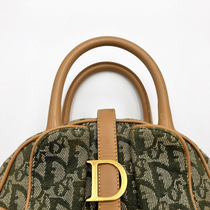 Christian Dior クリスチャンディオール 
 トロッター PZ0901 ハンドバッグ 
キャンバス/レザー  グリーン