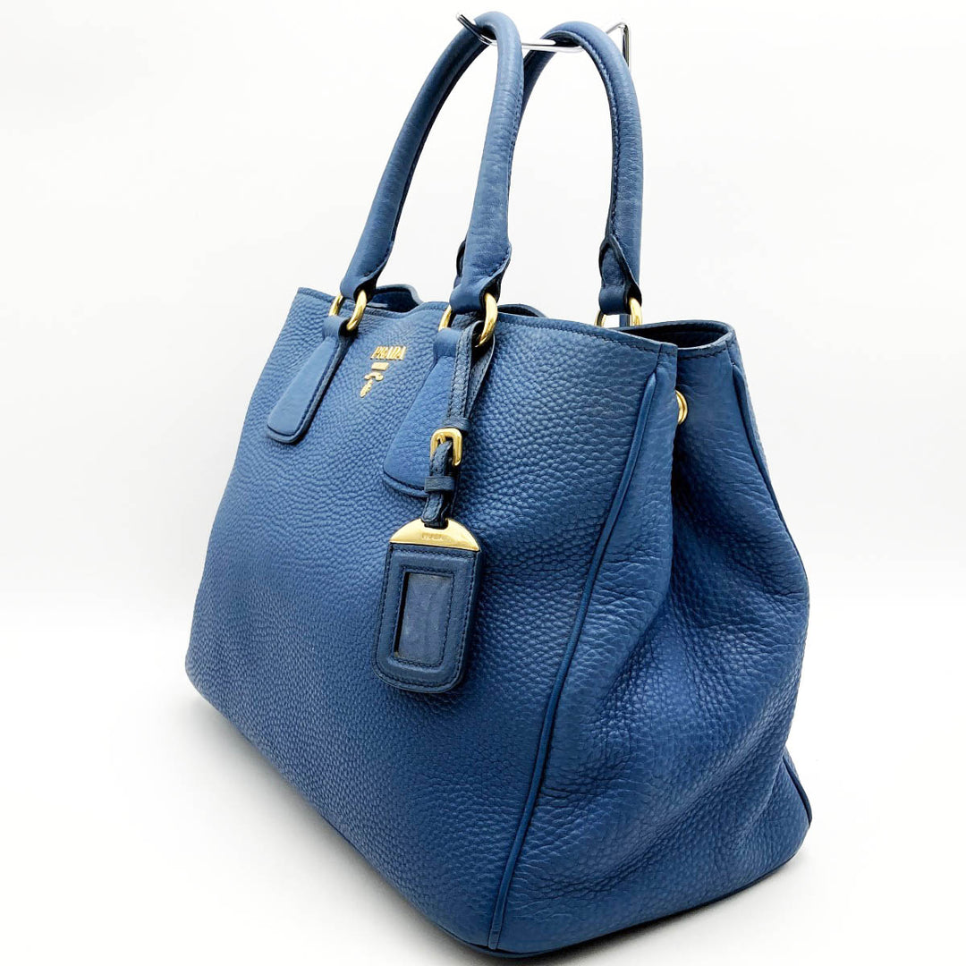 PRADA プラダ 
 ハンドバッグ 
レザー ブルー