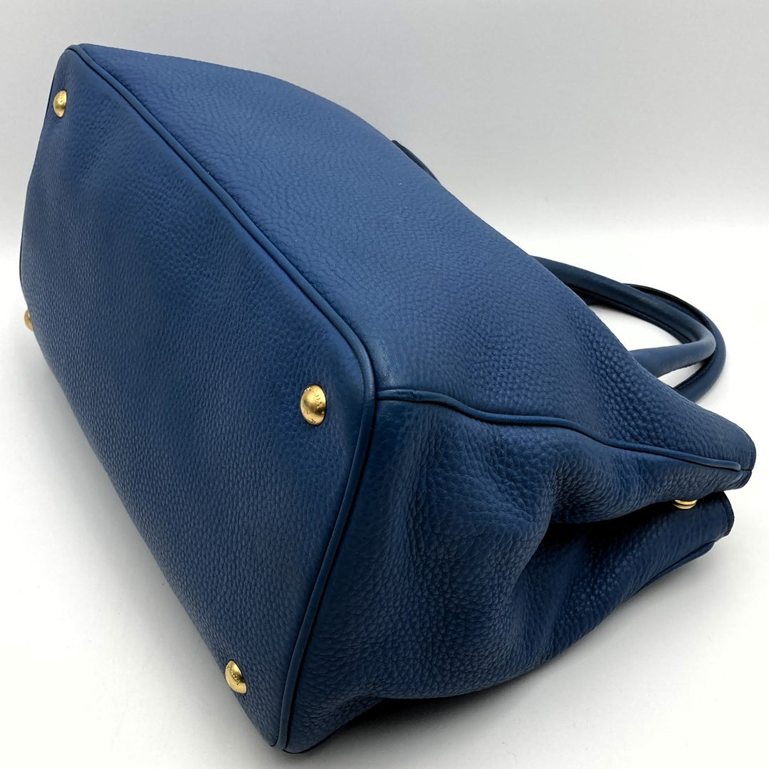 PRADA プラダ 
 ハンドバッグ 
レザー ブルー