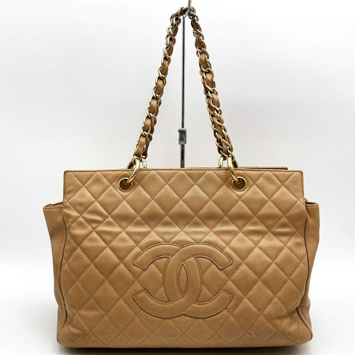 CHANEL シャネル 
 デカココマーク ショルダーバッグ 
レザー ベージュ