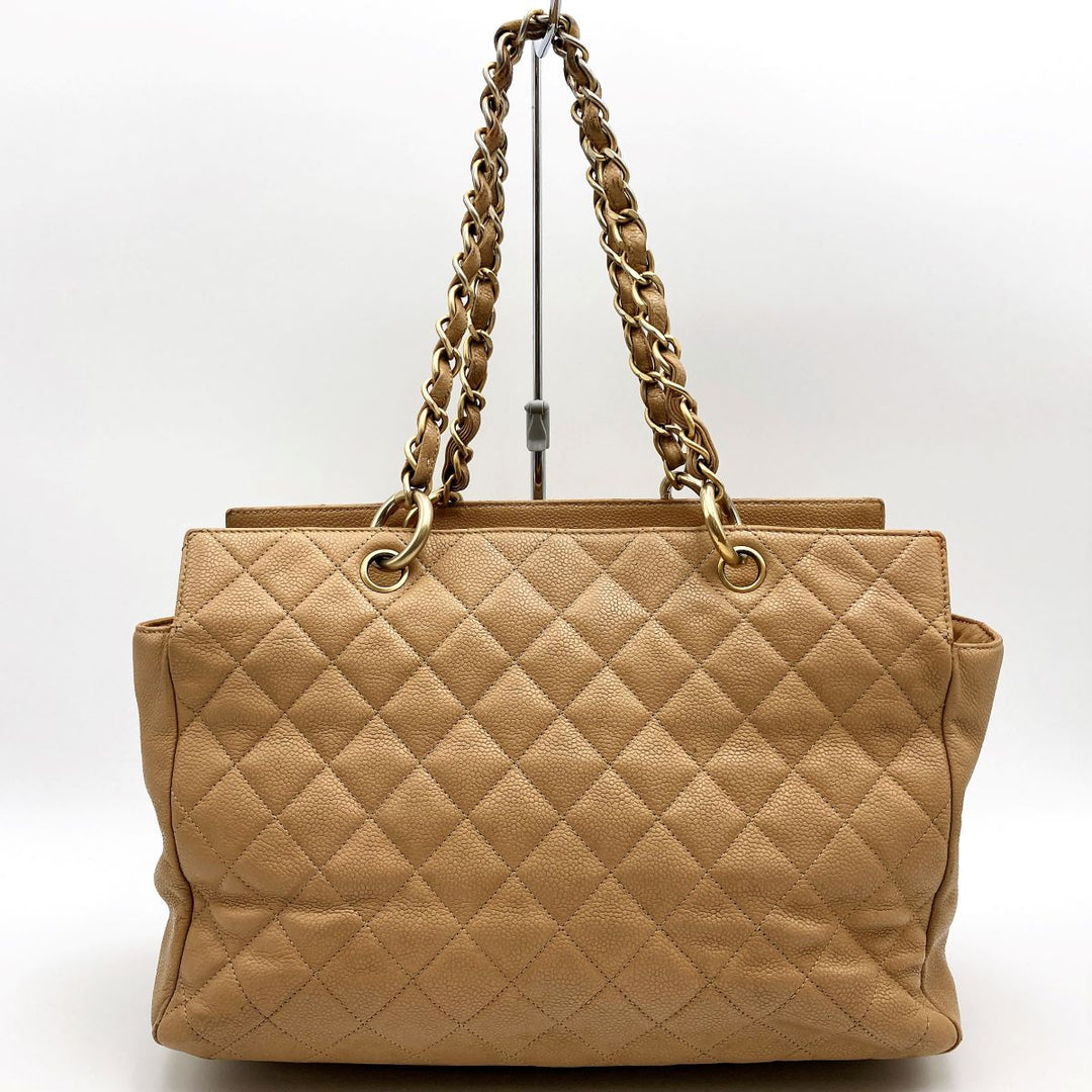 CHANEL シャネル 
 デカココマーク ショルダーバッグ 
レザー ベージュ