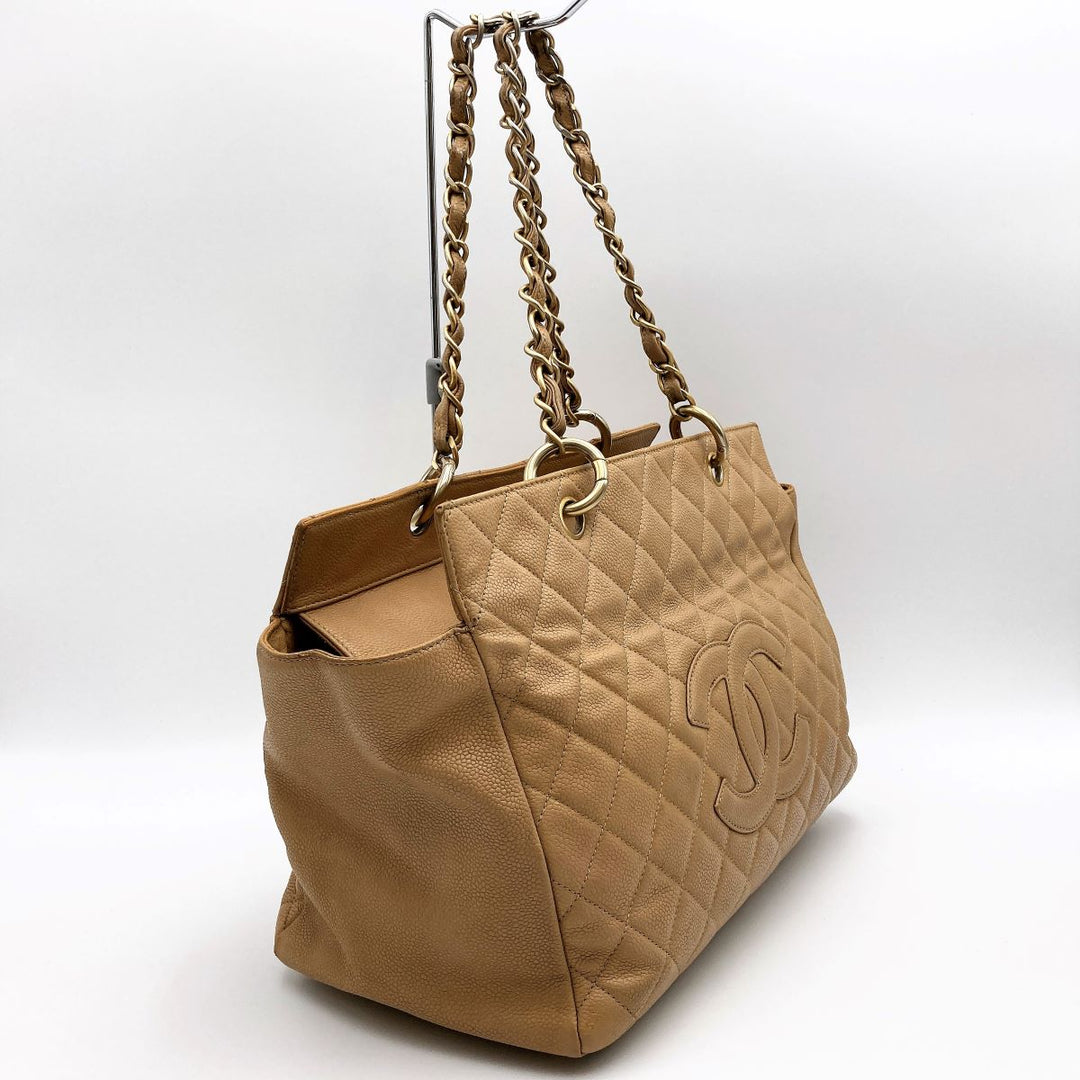 CHANEL シャネル 
 デカココマーク ショルダーバッグ 
レザー ベージュ