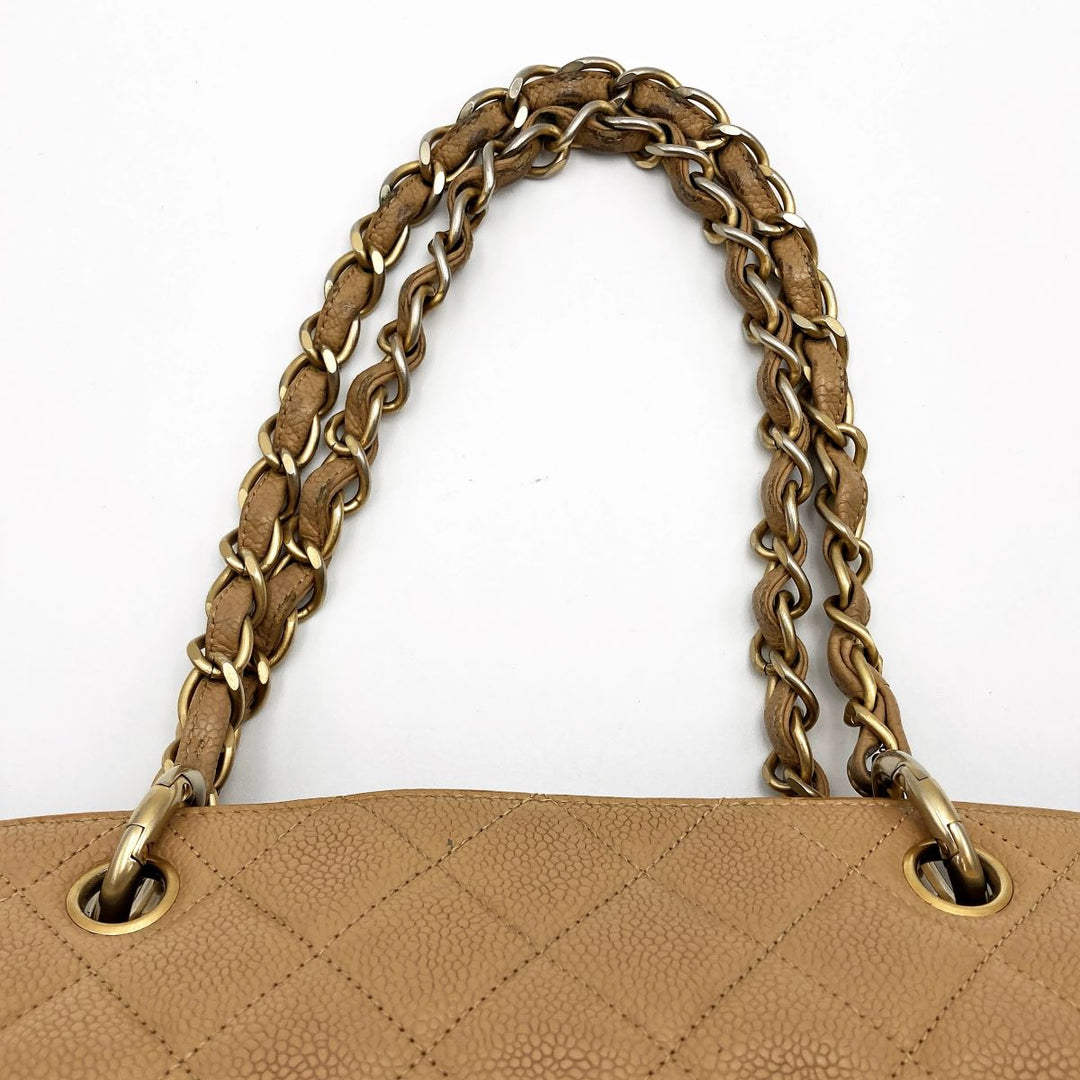 CHANEL シャネル 
 デカココマーク ショルダーバッグ 
レザー ベージュ
