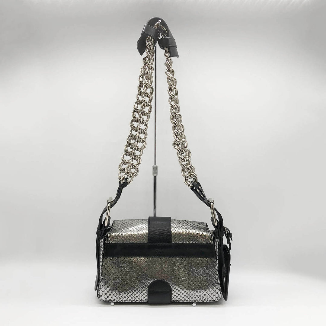 Chloe クロエ 
 ショルダーバッグ 
パイソン シルバー