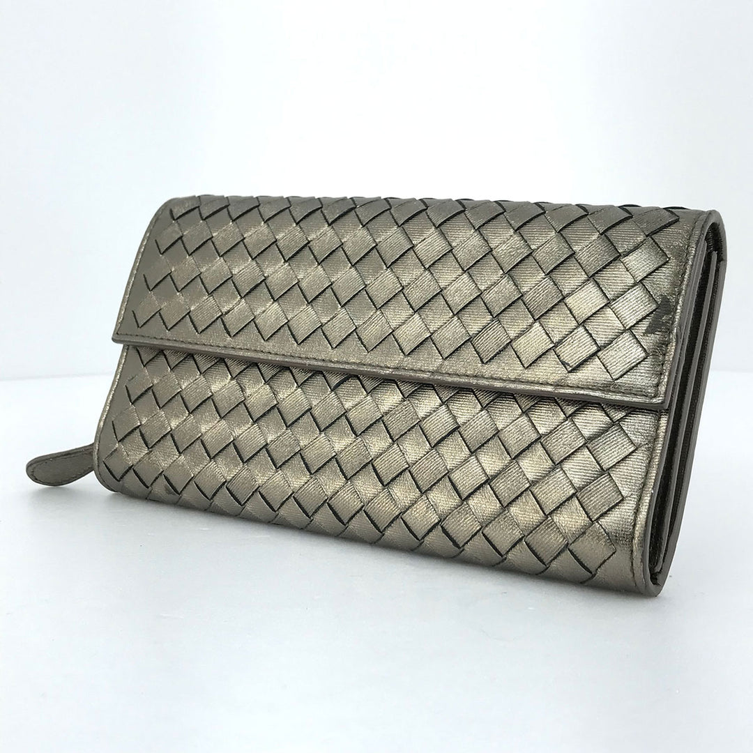 BOTTEGAVENETA ボッテガヴェネタ 
 長財布 
レザー メタリックブロンズ