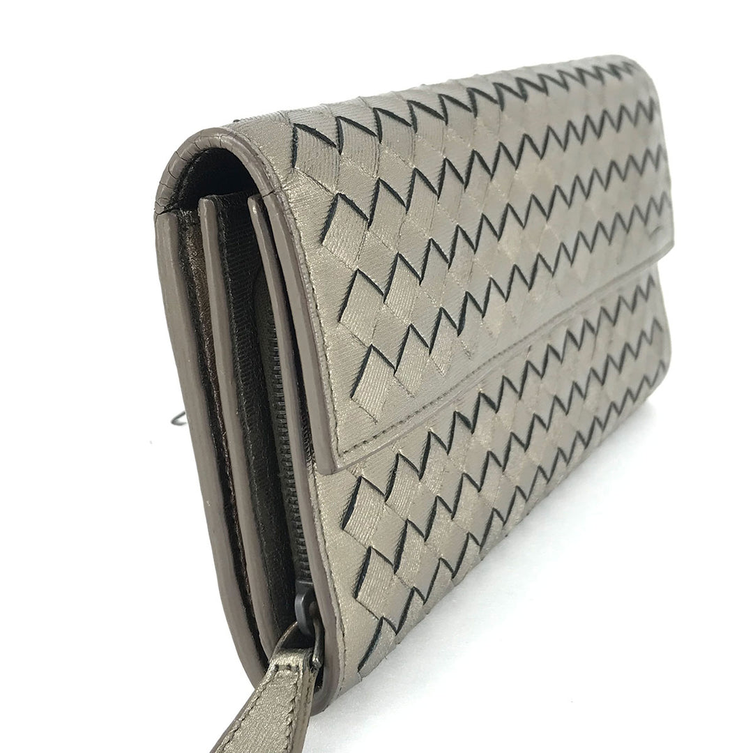 BOTTEGAVENETA ボッテガヴェネタ 
 長財布 
レザー メタリックブロンズ