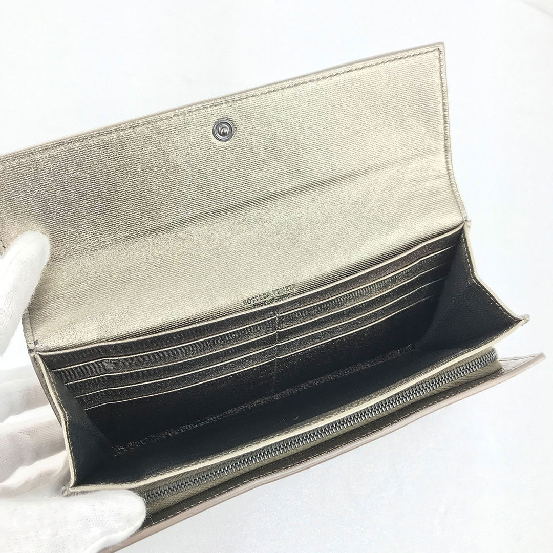 BOTTEGAVENETA ボッテガヴェネタ 
 長財布 
レザー メタリックブロンズ