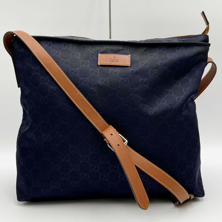 GUCCI グッチ 
 308840 ショルダーバッグ 
ナイロン/レザー  ネイビー