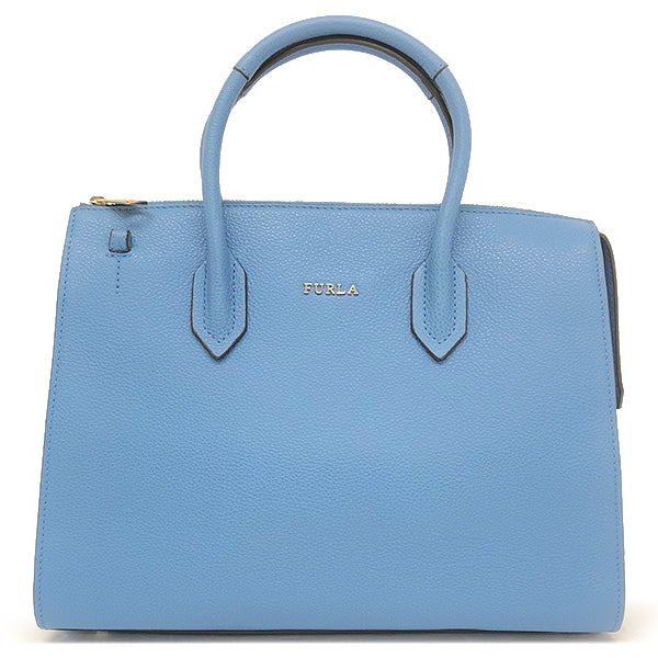 美品 
Furla フルラ 
 ハンドバッグ 
レザー ブルー 中古