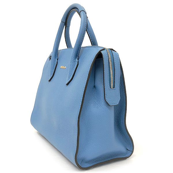 美品 
Furla フルラ 
 ハンドバッグ 
レザー ブルー 中古
