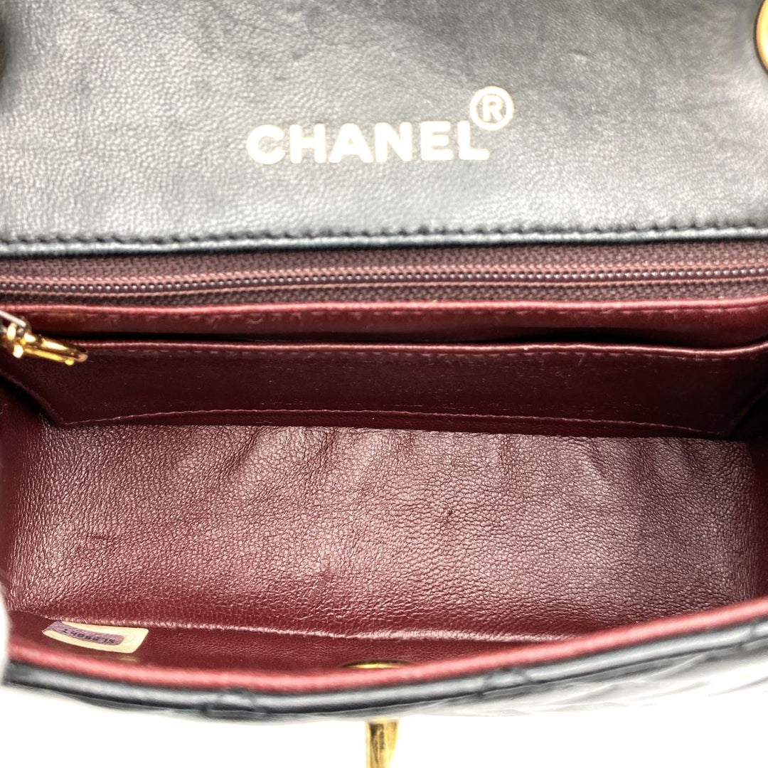 CHANEL シャネル 
 ミニマトラッセ ショルダーバッグ 
ラムスキン ブラック