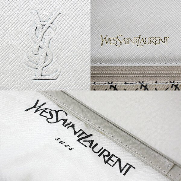 YVES SAINT LAURENT イヴ・サンローラン 
 セカンドバッグ 
レザー オフホワイト