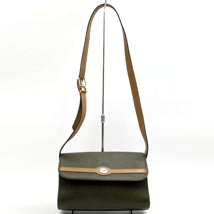 Christian Dior クリスチャンディオール 
 ショルダーバッグ 
レザー カーキ