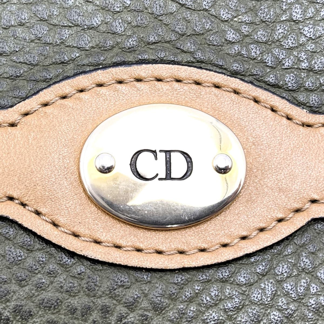 Christian Dior クリスチャンディオール 
 ショルダーバッグ 
レザー カーキ