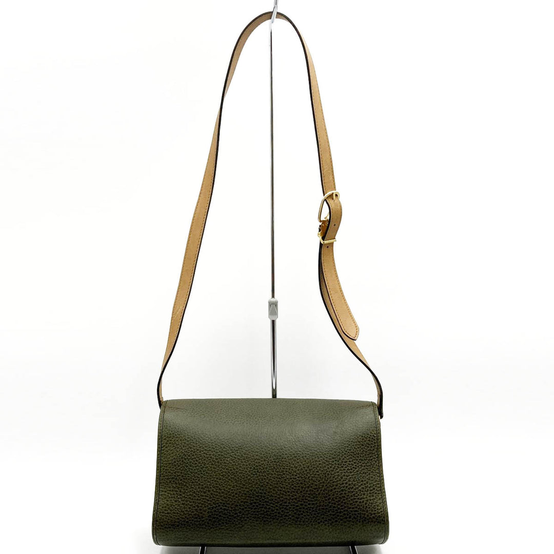 Christian Dior クリスチャンディオール 
 ショルダーバッグ 
レザー カーキ