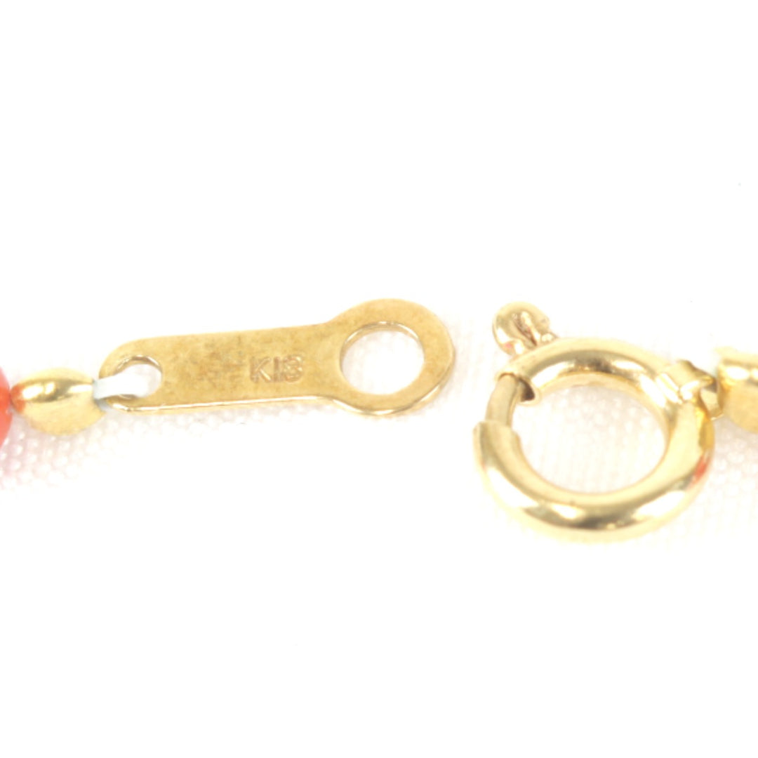 美品『USED』 K18/珊瑚（コーラル） 
ネックレス
 小珠 ブロックのようなデザイン