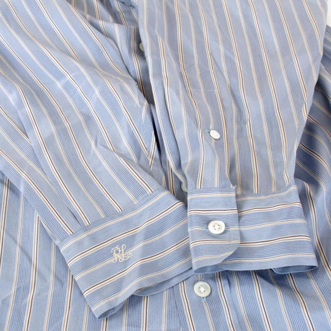 良品『USED』 
RALPH LAUREN ラルフローレン 
 ストライプブラウス ブラウス 
シルク ライトブルー