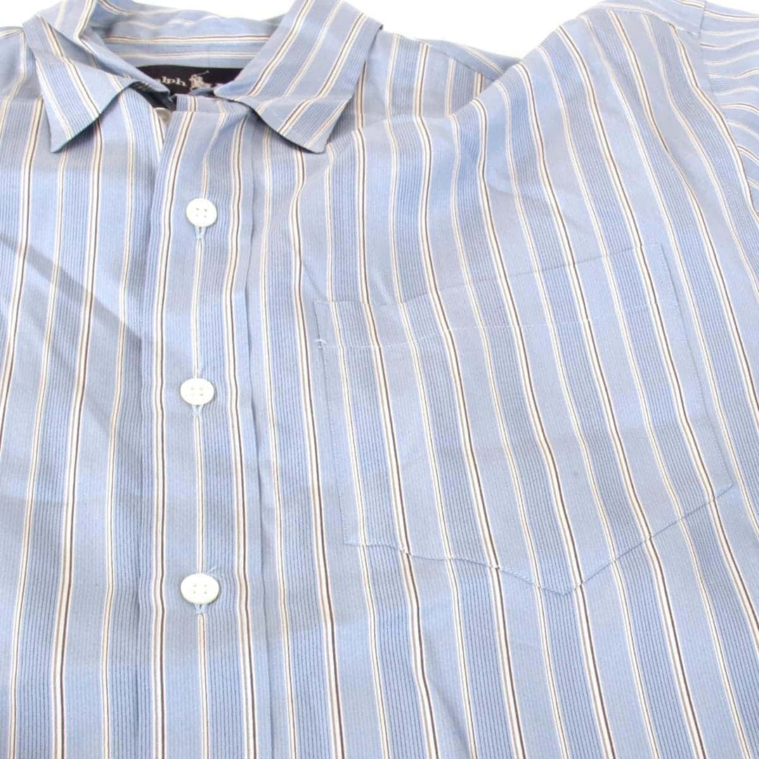 良品『USED』 
RALPH LAUREN ラルフローレン 
 ストライプブラウス ブラウス 
シルク ライトブルー