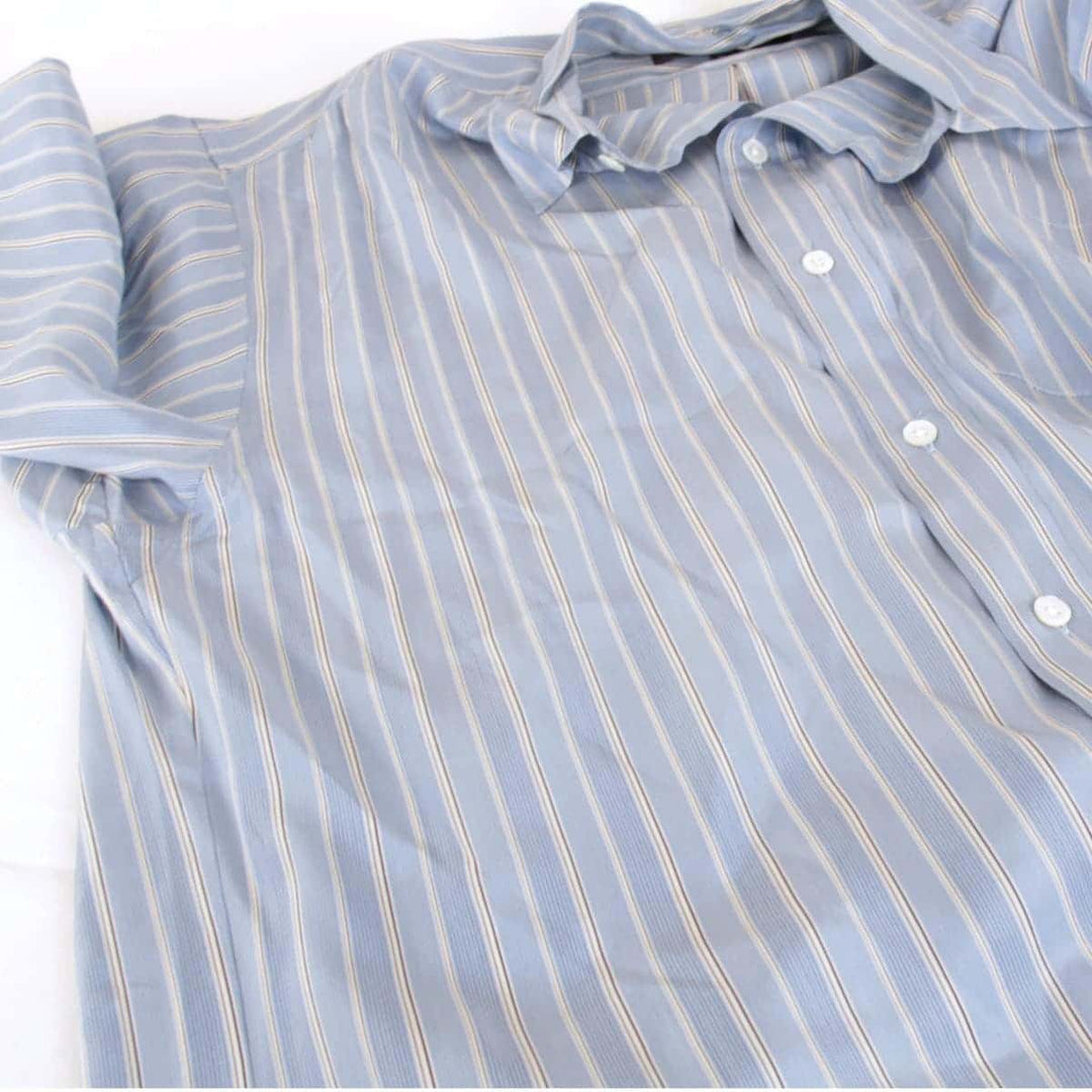 良品『USED』 
RALPH LAUREN ラルフローレン 
 ストライプブラウス ブラウス 
シルク ライトブルー