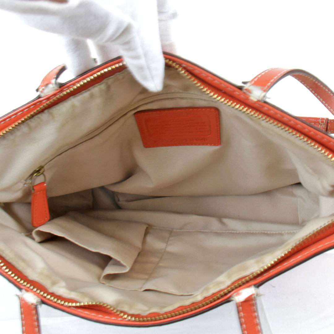 『USED』 
COACH コーチ 
 シグネチャー F19046 ハンドバッグ 
キャンバス べージュ×オレンジ