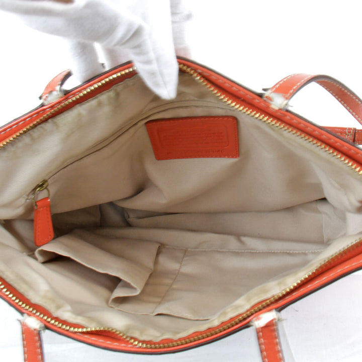 『USED』 
COACH コーチ 
 シグネチャー F19046 ハンドバッグ 
キャンバス べージュ×オレンジ
