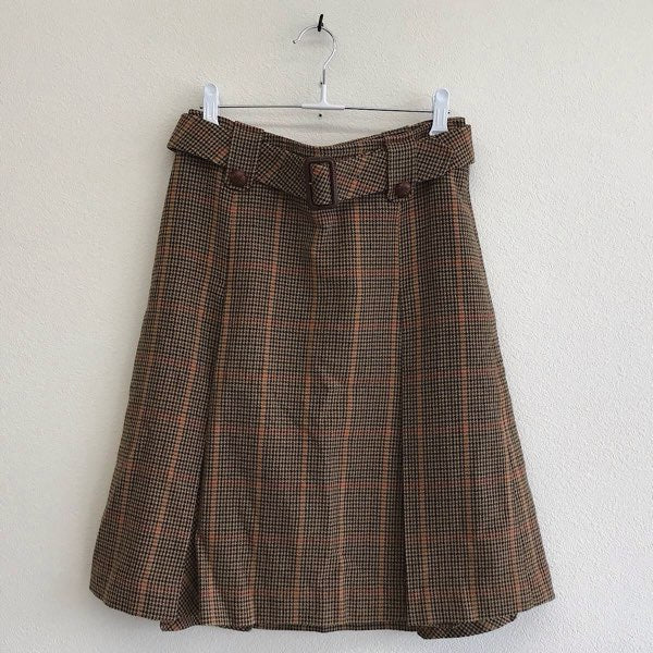 『USED』 
BURBERRY LONDON バーバリーロンドン 
 千鳥格子プリーツスカート スカート 
カシミヤ/ナイロン  ブラウン系