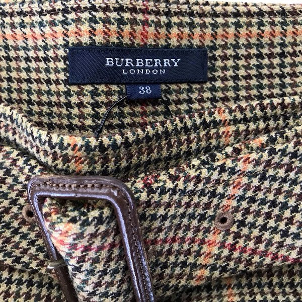 『USED』 
BURBERRY LONDON バーバリーロンドン 
 千鳥格子プリーツスカート スカート 
カシミヤ/ナイロン  ブラウン系